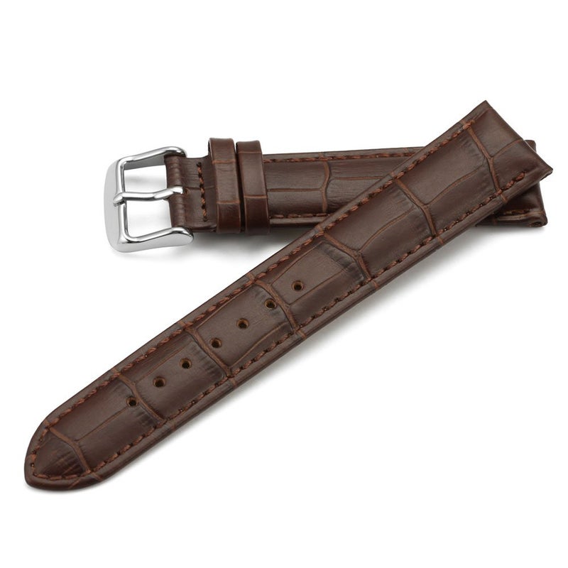 iStrap Leather Watch band Alligator Grain Calfskin Replacement Strap Stainless Steel Buckle Bracelet for Men Women-18mm 19mm 20mm 21mm 22mm 24mm-Black Brown - Image 2